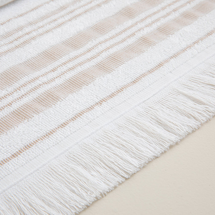 Derin Hand Towel 30x50 cm Beyaz-Beige