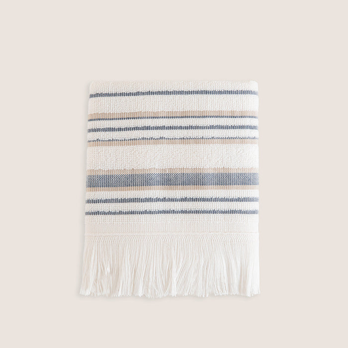 Derin Hand Towel 30x50 cm ECRU/MARINE BLUE