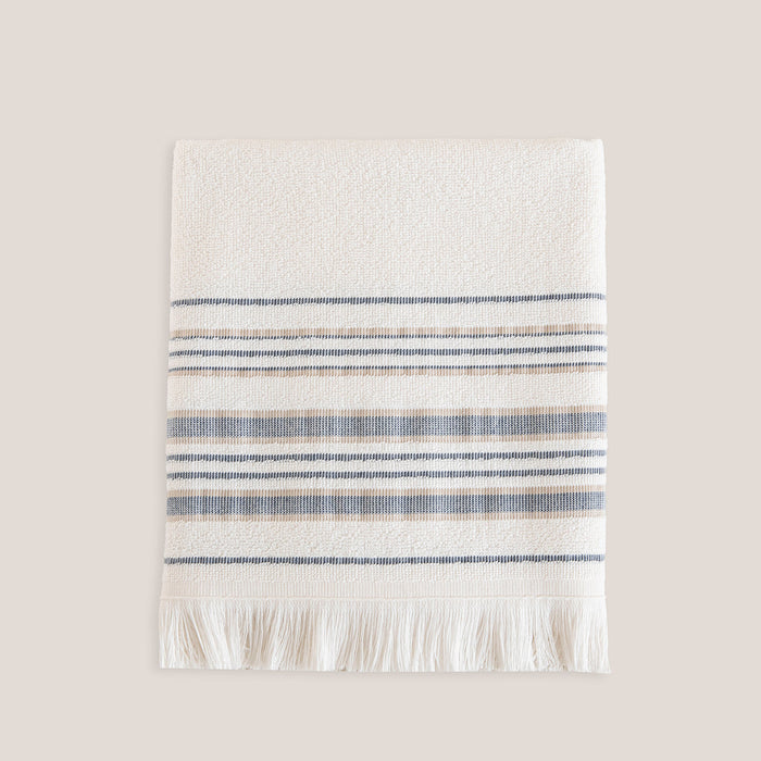 Derin Bamboo Face Towel 50x90 cm ECRU/MARINE BLUE