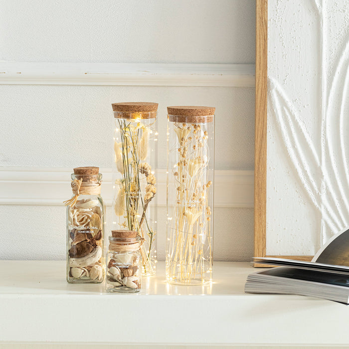 Dried Flower Jar Decor With Led  Touch Natural