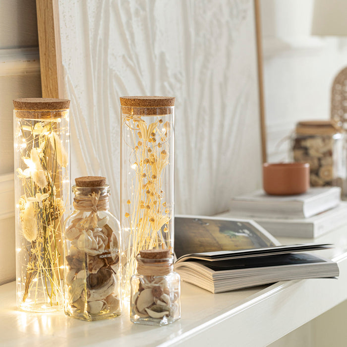 Dried Flower Jar Decor With Led Silky Natural