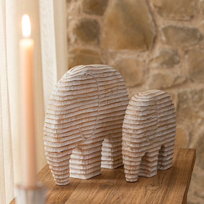 Wood Elephant Decorative Object 27x23 Cm Natural