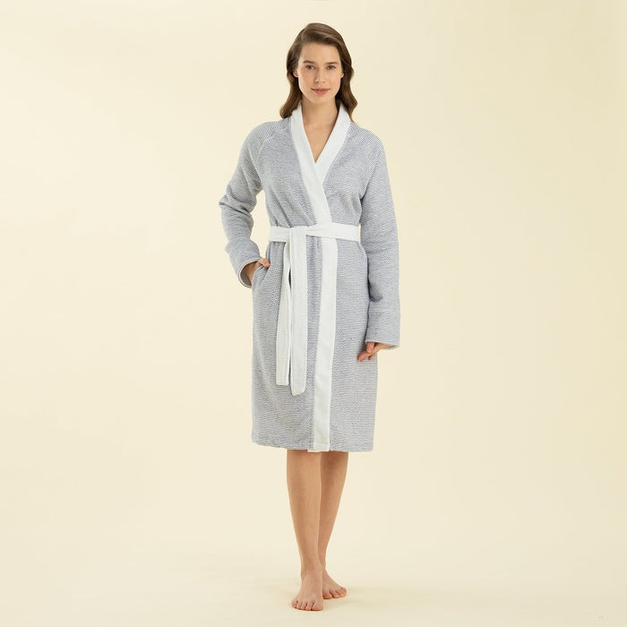 Albera Bathrobe WHITE/MARINE BLUE
