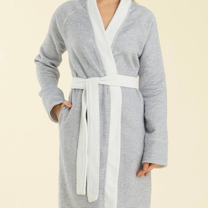 Albera Bathrobe WHITE/MARINE BLUE