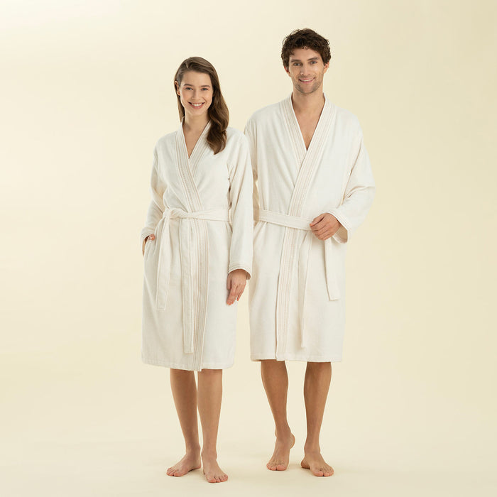 Velena Unısex Bathrobe Ecru