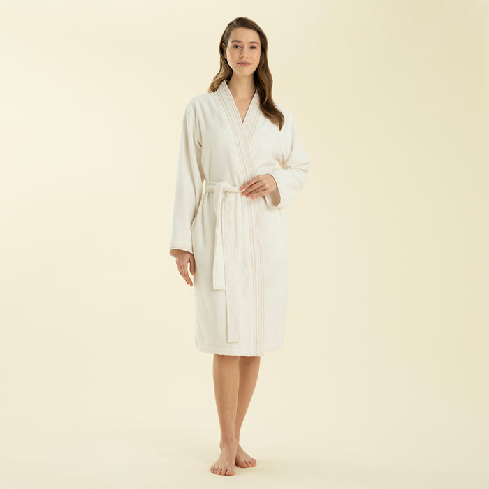 Velena Unısex Bathrobe Ecru