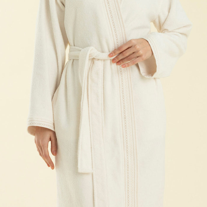 Velena Unısex Bathrobe Ecru