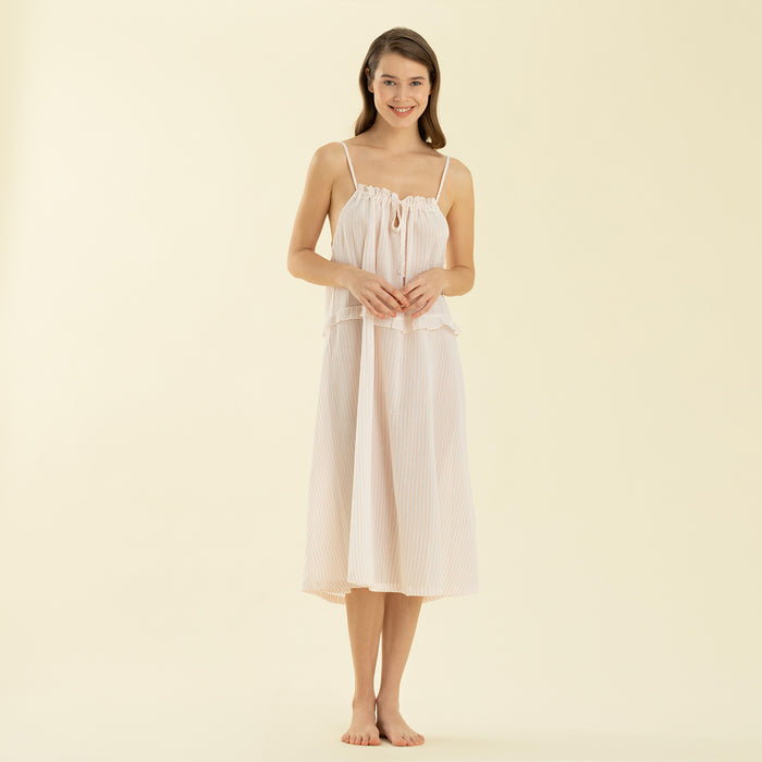 Elegant Nightgown White-Pink