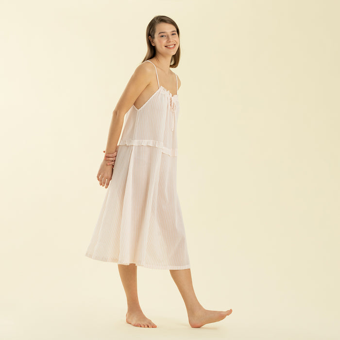 Elegant Nightgown White-Pink