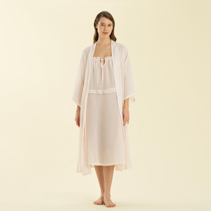 Elegant Robe White-Pink