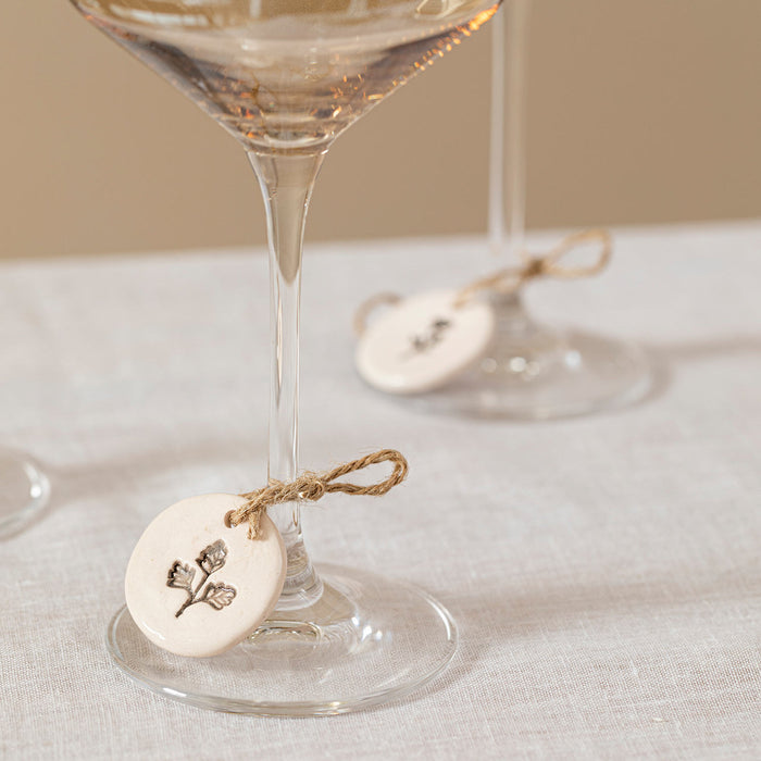 Ceramic Wine Charm Set Of 6 Natural