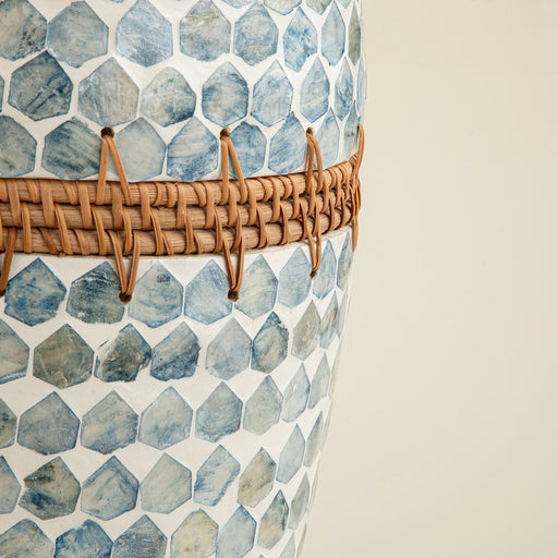 Hanoi Capiz Vase 44  cm White/Light Blue