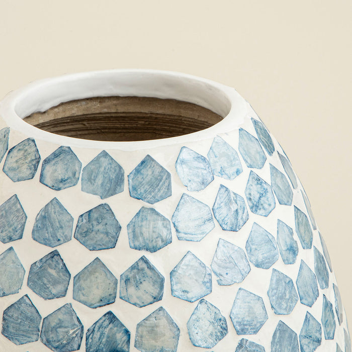 Hanoi Capiz Vase 38  cm White/Light Blue