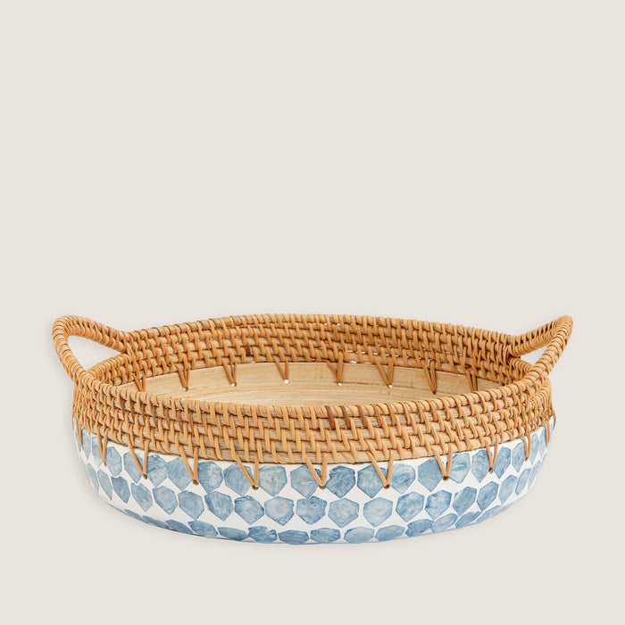 Hanoi Capiz Dekorative Deep Bowl 30 cm White/Light Blue