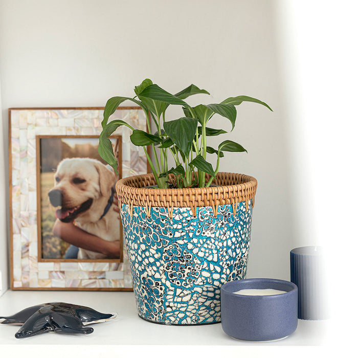 Chi Flower Pot 12,5 cm White/Light Blue