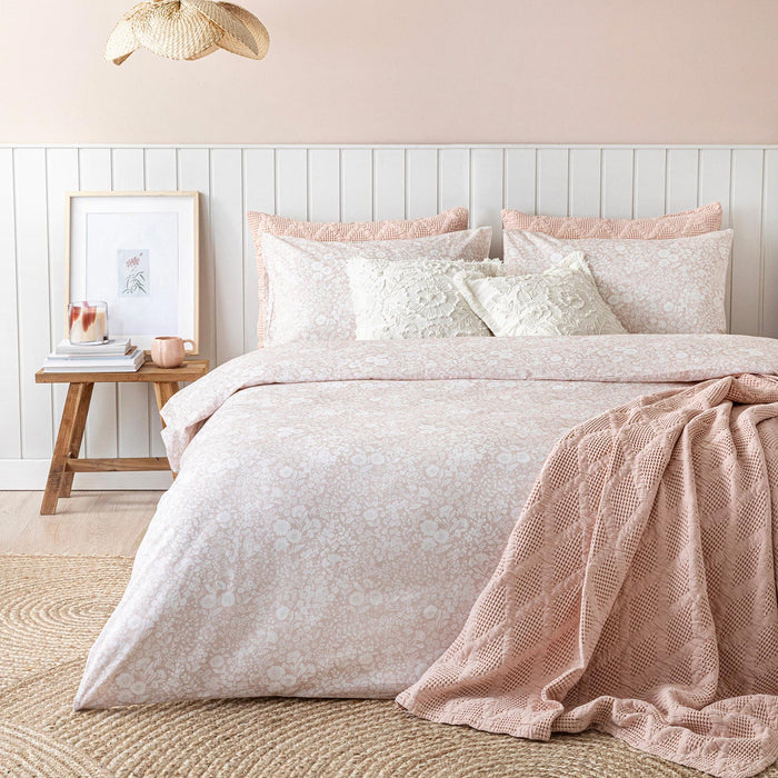 Dahlıa Prınted Duvet Cover Set E.King Powder/Ecru