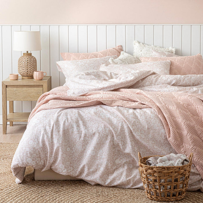 Dahlıa Prınted Duvet Cover Set E.King Powder/Ecru