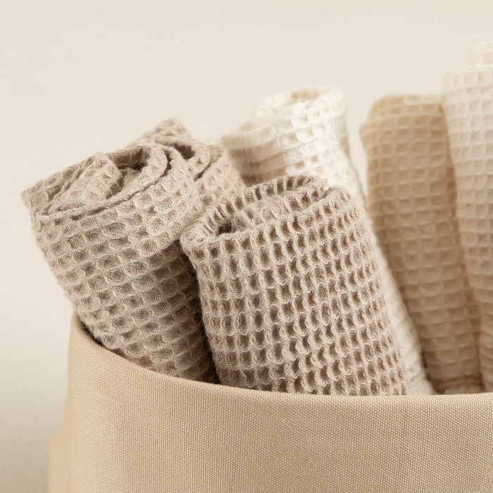 Grid Natural Hand Towel Set of 6 Natural