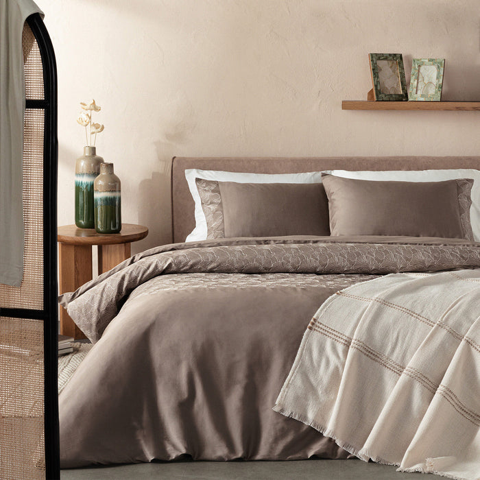 Ginko Duvet Set DBL Dark Beige