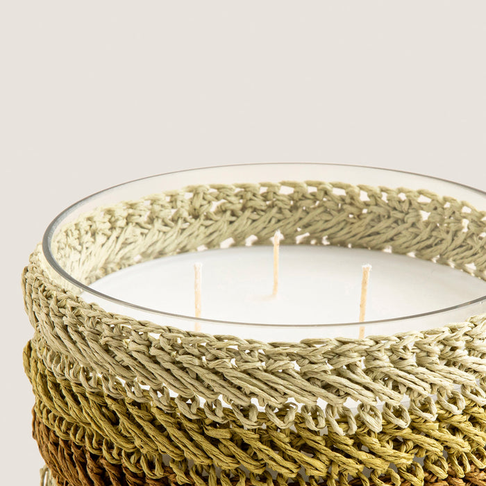 Boho Tropic Crochet Scented Candle 12x13 cm Green