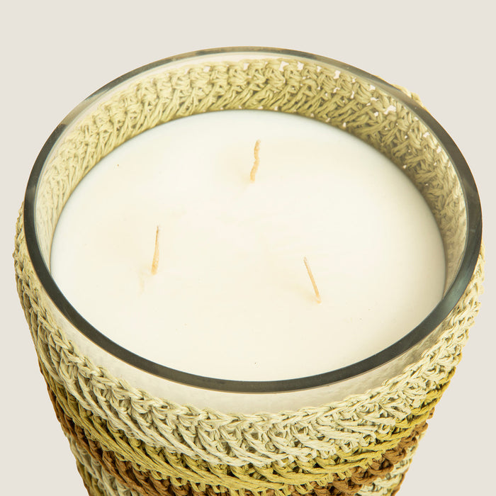 Boho Tropic Crochet Scented Candle 14x17 cm Green