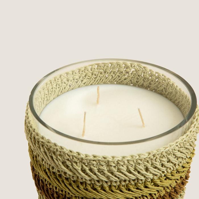 Boho Tropic Crochet Scented Candle 14x17 cm Green