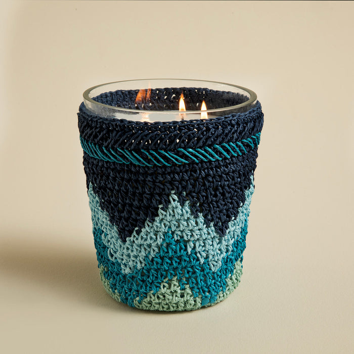 Boho Coastal Crochet Scented Candle 14x17 cm Blue