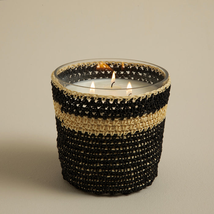 Boho Black&White Crochet Scented Candle 12x13 cm Black