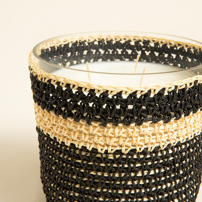 Boho Black&White Crochet Scented Candle 12x13 cm Black