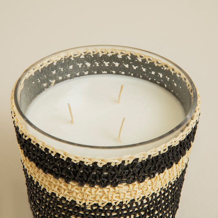 Boho Black&White Crochet Scented Candle 12x13 cm Black