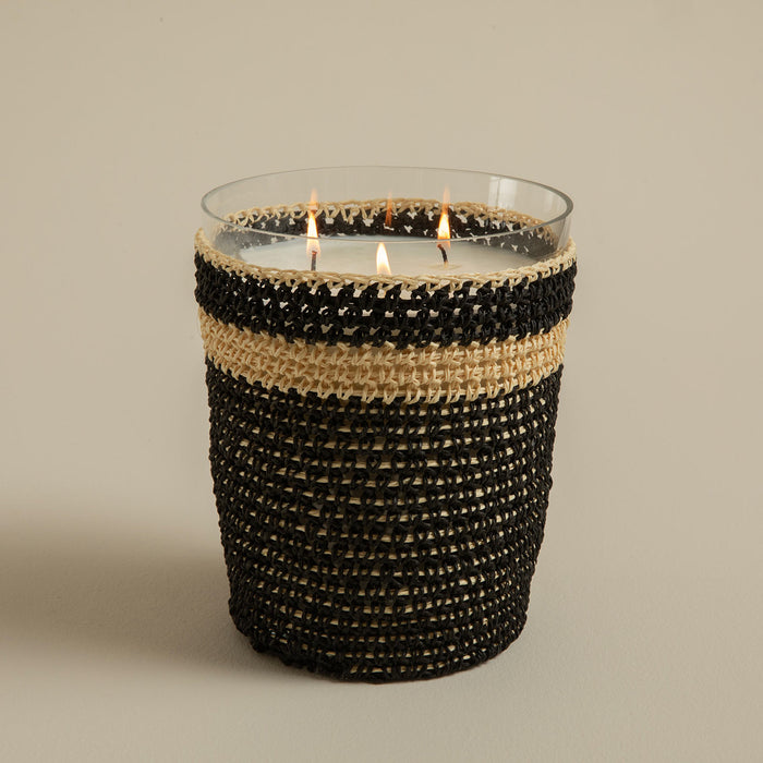 Boho Black&White Crochet Scented Candle 14x17 cm Black