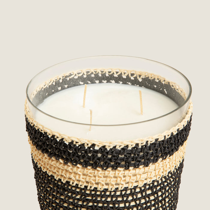 Boho Black&White Crochet Scented Candle 14x17 cm Black