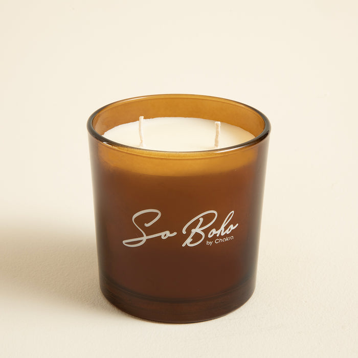 Boho Glass Scented Candle 10x10 cm Brown