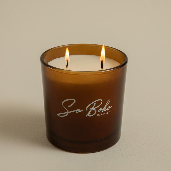 Boho Glass Scented Candle 10x10 cm Brown