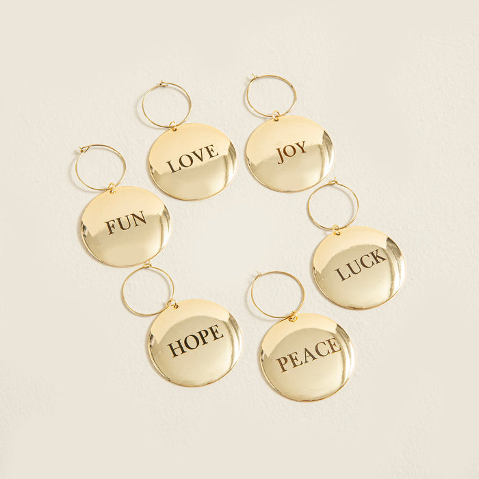 Sign Goldy Glass Charm Set Of 6 Gold