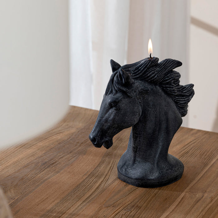 BOHO HORSE CANDLE BLACK Black