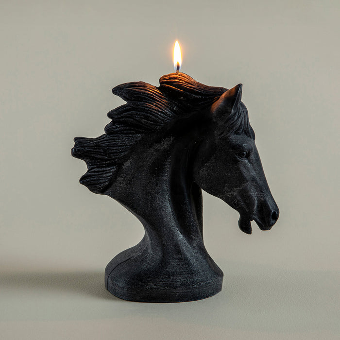 BOHO HORSE CANDLE BLACK Black