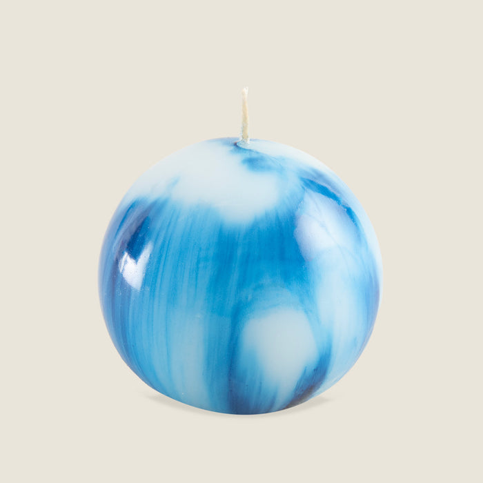 Marble Ball Candle 8 Cm Mavi Blue