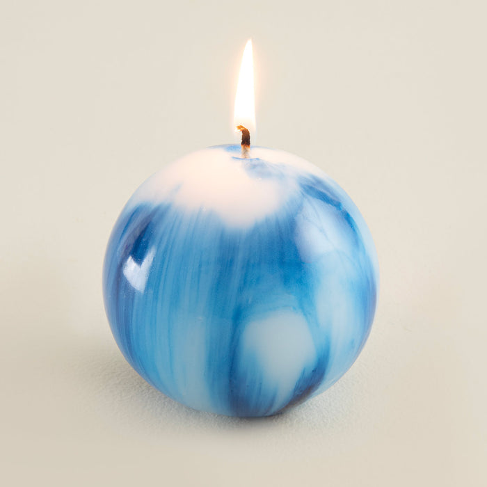 Marble Ball Candle 8 Cm Mavi Blue