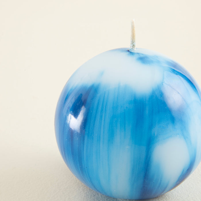 Marble Ball Candle 8 Cm Mavi Blue