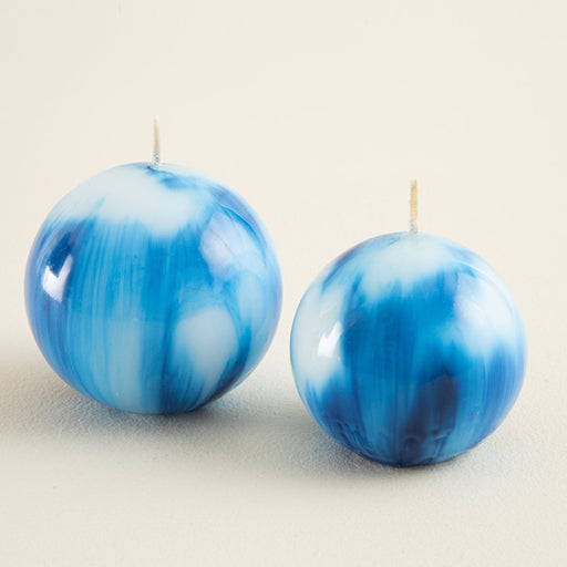 Marble Ball Candle 7 Cm Mavi Blue