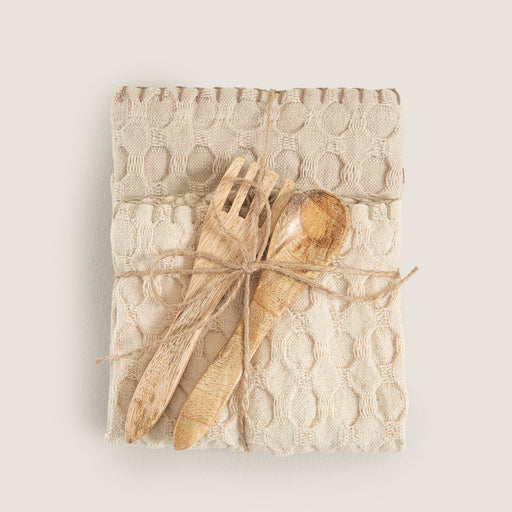 Destını Kitchen Towel and Fork Spoon Set Natural