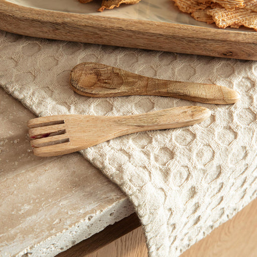 Destını Kitchen Towel and Fork Spoon Set Natural