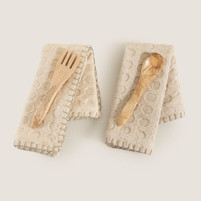 Destını Kitchen Towel and Fork Spoon Set Natural