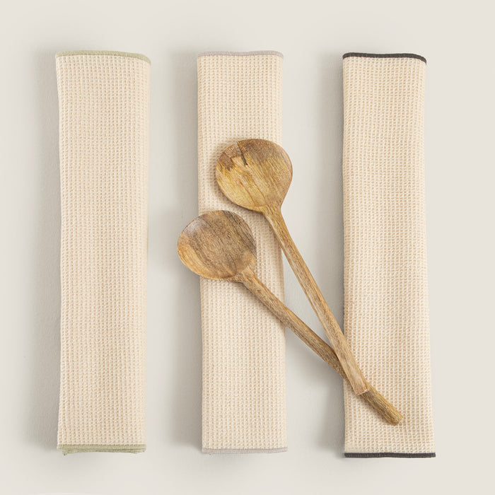 FAVOR 3-Piece Kitchen Towel and Spoon Set Natural