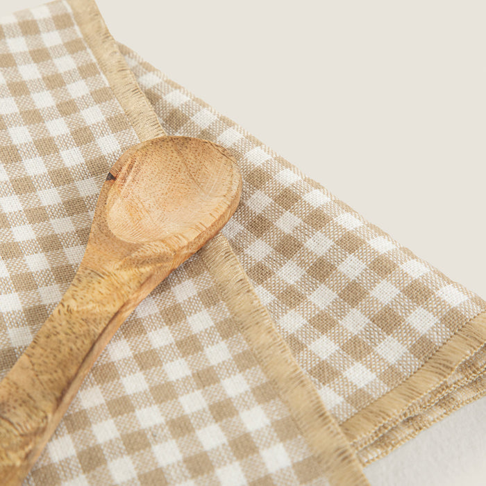 Carol 3-Pıece Napkın And Spoon Set Ecru-Beige