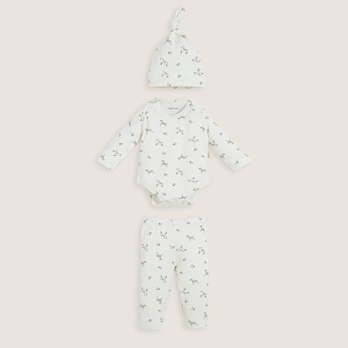 Grey Zebra N.Born Set 3 Pcs Ecru