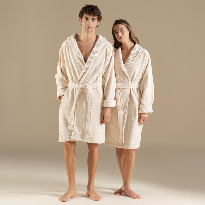 Eva Cotton Unısex Bathrobe Light Beige