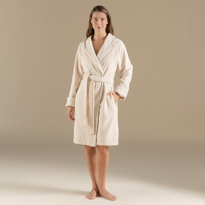 Eva Cotton Unısex Bathrobe Light Beige