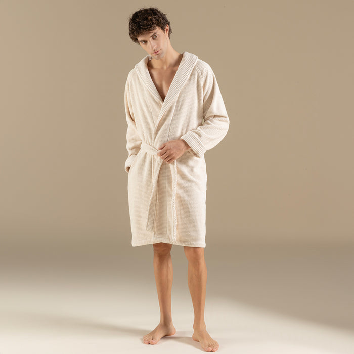 Eva Cotton Unısex Bathrobe Light Beige